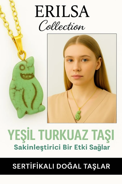 Sertifikalı Yeşil Renkli Penguen Model Yeşil Turkuaz Taşı Kolye – Şifa, Koruma ve Doğal Denge ürün görseli 1