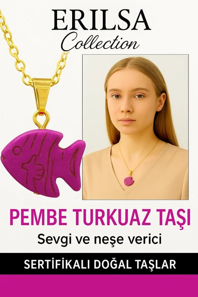 Sertifikalı Sarı Renkli Balık Model Mor Turkuaz Taşı Kolye – Şans, Ruhsal Denge ve Pozitif Enerji Taşı ürün görseli 1