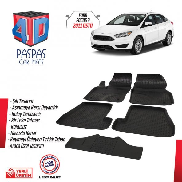 Ekiciler Ford Focus 3 4D Havuzlu Paspas (2011-2018) - Resim 2