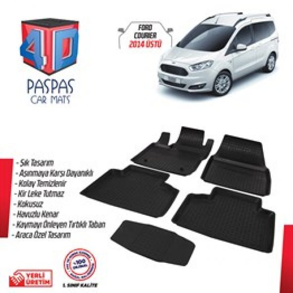 Ekiciler Ford Courier 4D Havuzlu Paspas Siyah - Resim 2