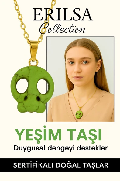 Sertifikalı Sarı Renkli İskelet Model Yeşim Taşı Kolye – Güç, Dönüşüm ve Ruhsal Koruma Taşı ürün görseli 1
