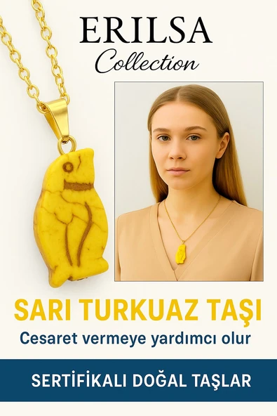 Sertifikalı Sarı Renkli Penguen Model Yeşil Sarı Taşı Kolye – Şifa, Koruma ve Doğal Denge ürün görseli 1