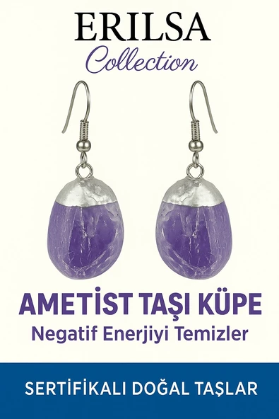Sertifikalı Ametist Taşı Küpe – Zihinsel Sakinlik, Arınma ve Negatif Enerjiye Karşı Koruma ürün görseli 1