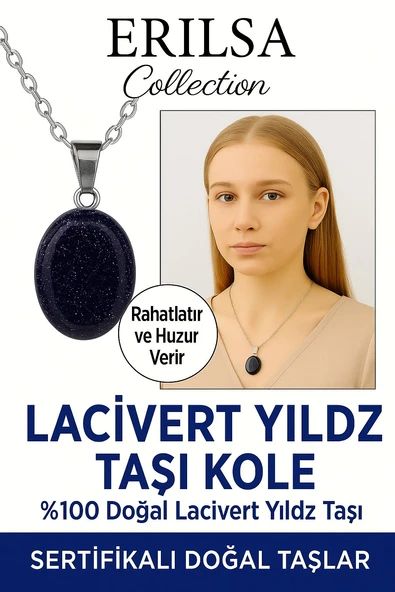 Sertifikalı Oval Lacivert Yıldız Taşı Kolye – Gece Işıltısı, Şans ve Ruhsal Koruma ürün görseli 1