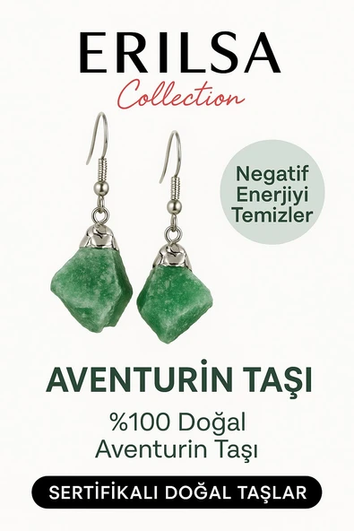 Sertifikalı Ham İşlenmemiş Aventurin Küpe – Şans, Huzur ve Pozitif Enerji Taşı ürün görseli 1