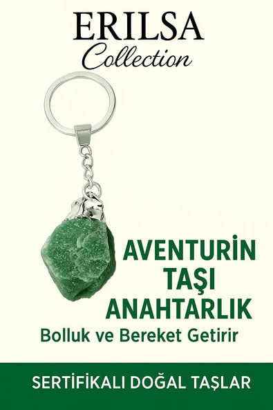Sertifikalı Ham İşlenmemiş Aventurin Taşı Anahtarlık – Şans, Bolluk ve Denge Taşı ürün görseli 1