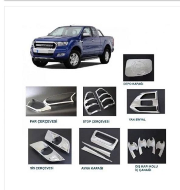 EKİCİLER EKFORD RANGER KROM SET (15+)ABS KROM AKSESUAR SET NİKELİ ürün görseli 1