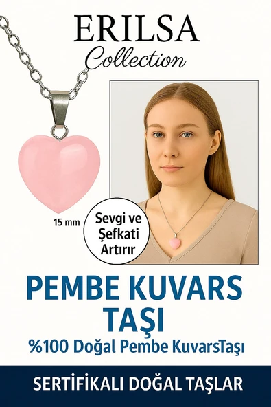 Sertifikalı Kalp Model Mini Pembe Kuvars Taşı Kolye – Sevgi, Şefkat ve Duygusal Şifa Taşı ürün görseli 1