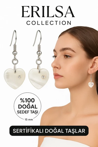 Sertifikalı Kalp Model Swarovski Taşlı Sedef Küpe – Zarafet ve Duygusal Uyum Taşı ürün görseli 1