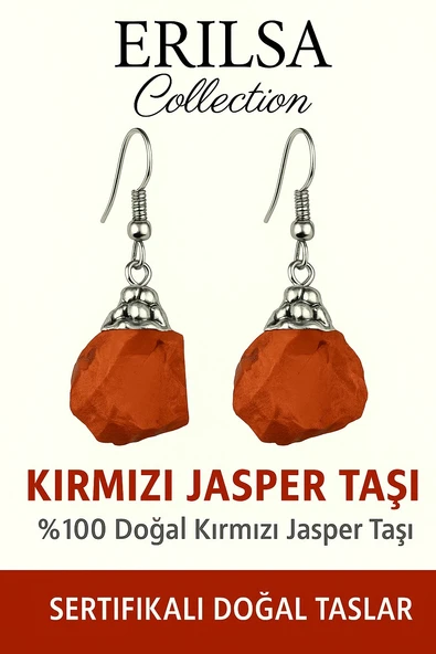 Sertifikalı Ham İşlenmemiş Kırmızı Jasper Taşı Küpe – Güç, Topraklanma ve Ruhsal Dayanıklılık ürün görseli 1
