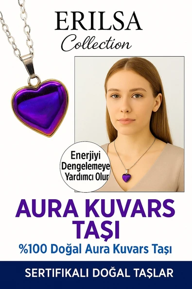 Sertifikalı Kalp Model Mavi Aura Kuvars ve Hematit Kolye – Negatif Enerjiye Karşı Kalkan ürün görseli 1
