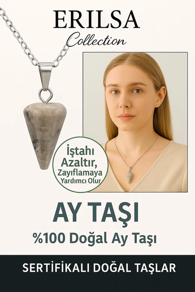 Sertifikalı Pandül Model Ay Taşı Kolye – Sezgi, Duygusal Denge ve Dişil Enerji Taşı ürün görseli 1
