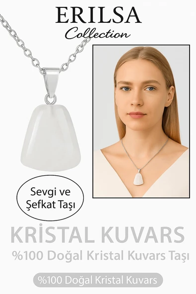 Sertifikalı AAA+ Kristal Kuvars Taşı Kolye – Beşgen Model, Gümüş Aparatlı ürün görseli 1