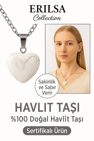 Sertifikalı Kalp Model Havlit Taşı Kolye – Zihin Sakinliği ve İçsel Huzur Taşı ürün görseli 1