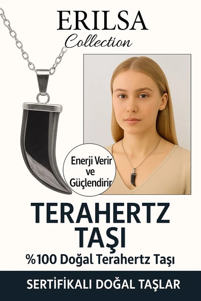 Sertifikalı Boynuz Model Terahertz Taşı Kolye – Yüksek Titreşimli Zihin ve Enerji Taşı ürün görseli 1