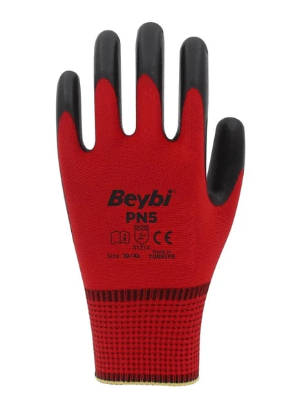 Beybi Nitril PMK PN5 Kırmzı Siyah 10 Beden 12li Paket ürün görseli 1