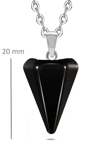 Sertifikalı Doğal Obsidyen Taşı Doğal Taş Pandül Kolye Doğal Siyah Renk 45 cm ürün görseli 1
