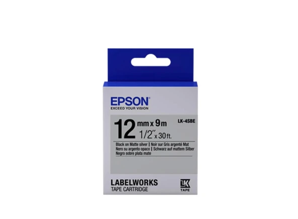 Epson LK-4SBE Gümüş Üzeri Siyah 12mm 9Metre Etiket ürün görseli 1