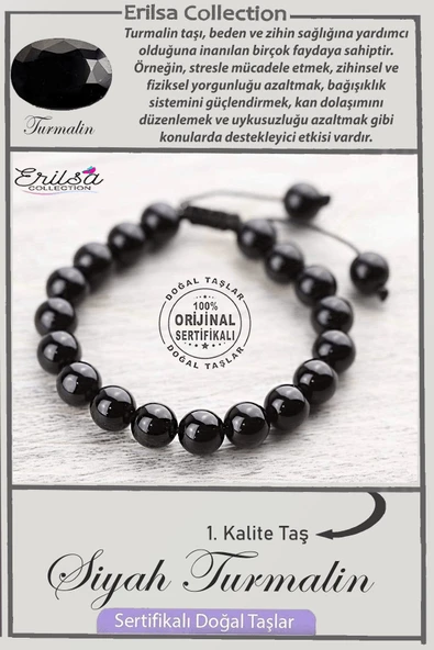 Sertifikalı AAA+ Kalite Gerçek Siyah Turmalin Taşı Bileklik ürün görseli 1