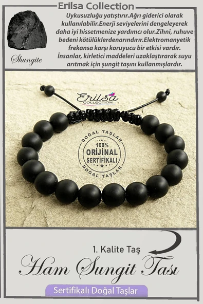 Sertifikalı Ham İşlenmemiş AAA+ Kalite Gerçek Şungit Taşı Bileklik - Shungite ürün görseli 1