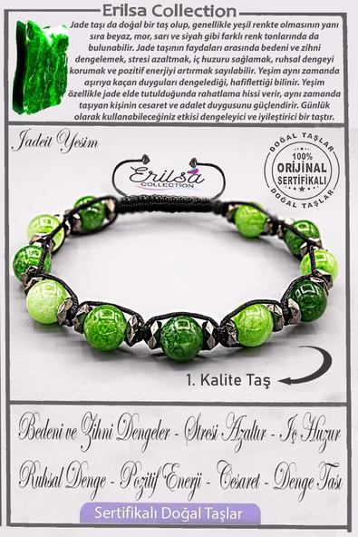 Sertifikalı AAA+ Kalite Gerçek Orijinal Yeşim Taşı Bileklik - Ayarlamalı ürün görseli 1