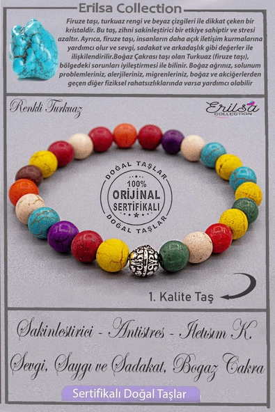 Sertifikalı AAA+ Kalite Gerçek Renkli Turkuaz Taşı Bileklik - Gümüş Aparatlı ürün görseli 1