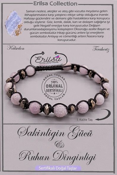 Sertifikalı AAA+ Kalite Doğal Gri Kalsedon Taşı - Sakinlik Güç Ruh Dinginliği Bilekliği ürün görseli 1
