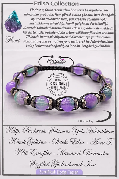 Sertifikalı AAA+ Kalite Doğal Terahertz - Florit Enerji ve Şifa Bilekliği ürün görseli 1