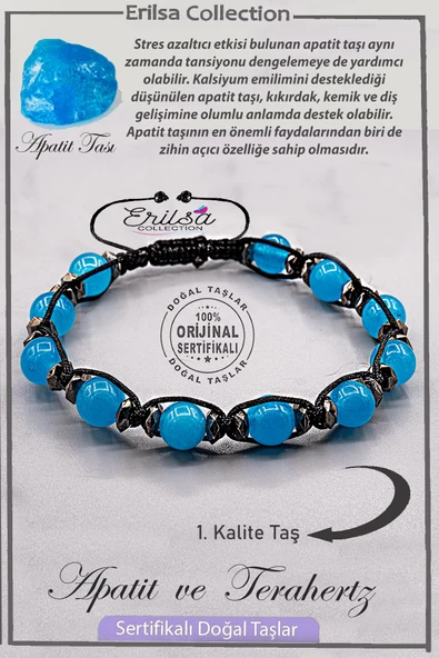 Sertifikalı AAA+ Kalite Gerçek Terahertz - Apatit Taşı Bileklik ürün görseli 1
