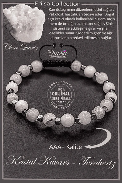 Sertifikalı AAA+ Kalite Gerçek Terahertz - Kristal Kuvars Taşı Bileklik ürün görseli 1