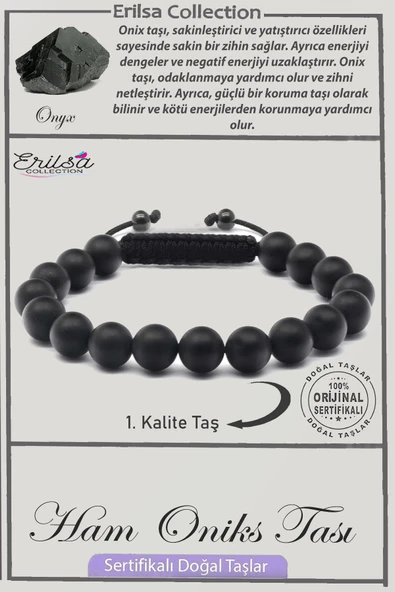 Sertifikalı Ham İşlenmemiş AAA+ Kalite Gerçek Oniks Taşı Bileklik ürün görseli 1