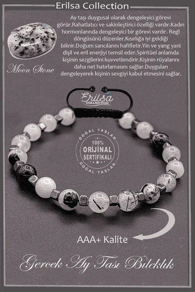 Sertifikalı AAA+ Kalite Gerçek Terahertz - Ay Taşı Bileklik ürün görseli 1