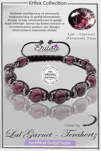 Sertifikalı AAA+ Gerçek Terahertz - Lal - Garnet - Granat Taşı Bileklik ürün görseli 1