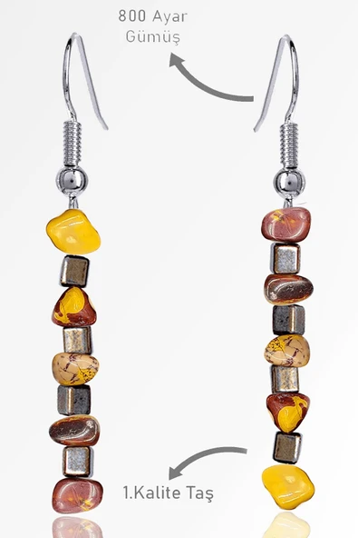 Sertifikalı Ham Kırık Taşlı Model Mookaite Jasper Taşı Küpe ürün görseli 1