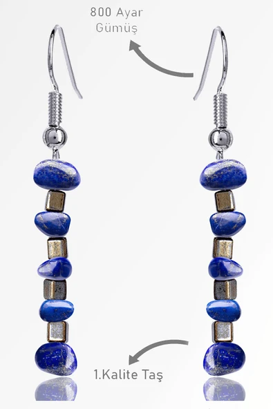 Sertifikalı Ham Kırık Taşlı Model Lapis Lazuli Taşı Küpe ürün görseli 1
