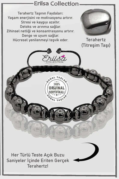 Sertifikalı AAA+ Gerçek Terahertz Taşı Bileklik - Titreşim Taşı ürün görseli 1