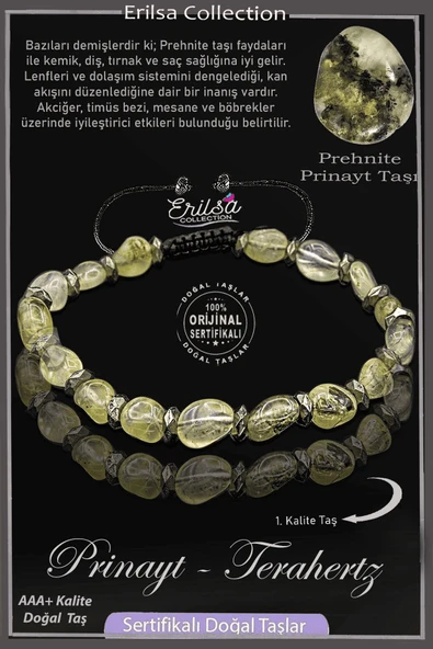 Sertifikalı Amorf Model AAA+ Terahertz - Prinayt Taşı Bileklik (Prehnite Taşı) ürün görseli 1