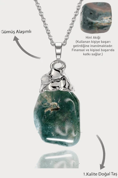 Sertifikalı Ham Hint Akik Taşı Kolye ürün görseli 1