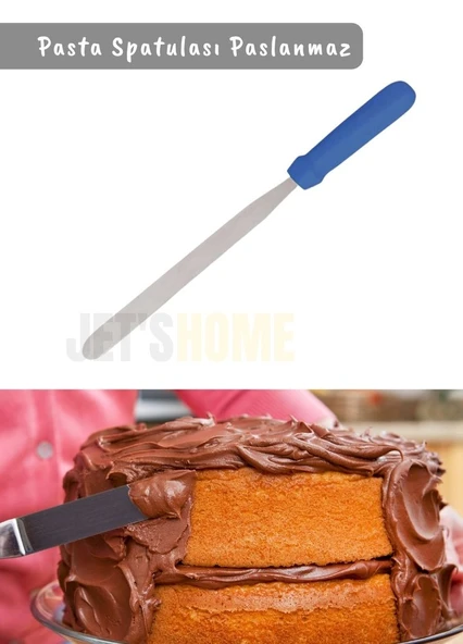 Düz Pasta Spatulası Paslanmaz Krema Spatula Çelik Büyük Boy 43 cm ürün görseli 1