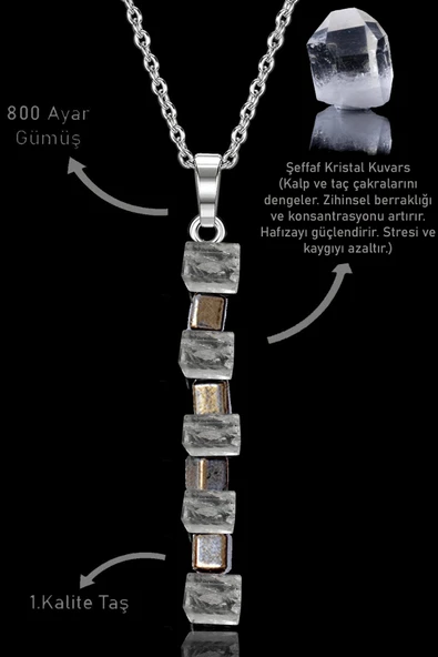 Sertifikalı Küp AAA+Kırık Taşlı Model Şeffaf Kristal Kuvars Taşı Kolye ürün görseli 1