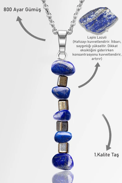 Sertifikalı AAA+ Kırık Taşlı Model Lapis Lazuli Taşı Kolye ürün görseli 1