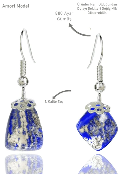 Sertifikalı Amorf Model Ham Lapis Lazuli Taşı Küpe ürün görseli 1