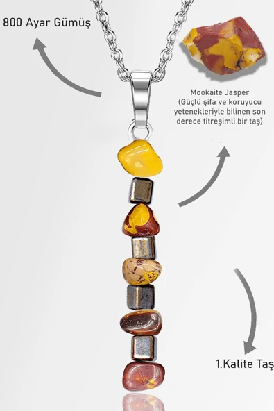 Sertifikalı AAA+ Kırık Taşlı Model Mookaite Jasper Taşı Kolye ürün görseli 1