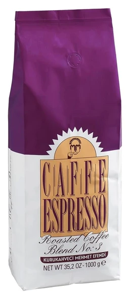 Mehmet Efendi 1000gr ESPRESSO  Roasted Coffe Blend Çekirdek Kahve No:3 ( WT 35,2 Oz) ürün görseli 1