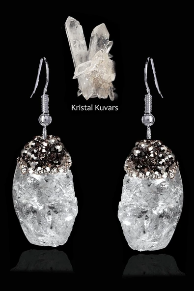 Sertifikalı Zirkon Taşlı Model Ham İşlenmemiş Kristal Kuvars Taşı Küpe ürün görseli 1