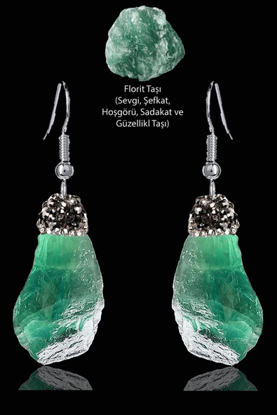 Sertifikalı Zirkon Taşlı Model Ham İşlenmemiş Florit Taşı Küpe ürün görseli 1