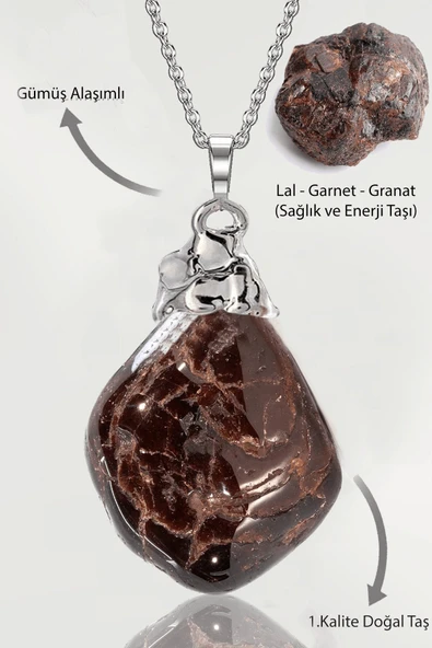 Sertifikalı Ham İşlenmemiş Lal - Garnet - Granat Taşı Kolye ürün görseli 1