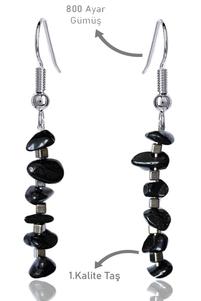 Sertifikalı Kırık Taşlı Model Obsidyen Taşı Küpe ürün görseli 1