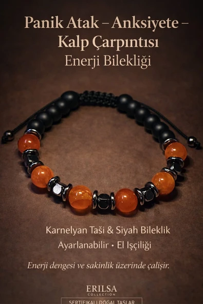 Sertifikalı Vertigo Denge Panik Atak Anksiyete Kalp Çarpıntısı Bilekliği – Karnelyan Akik Oniks Taşı ürün görseli 1