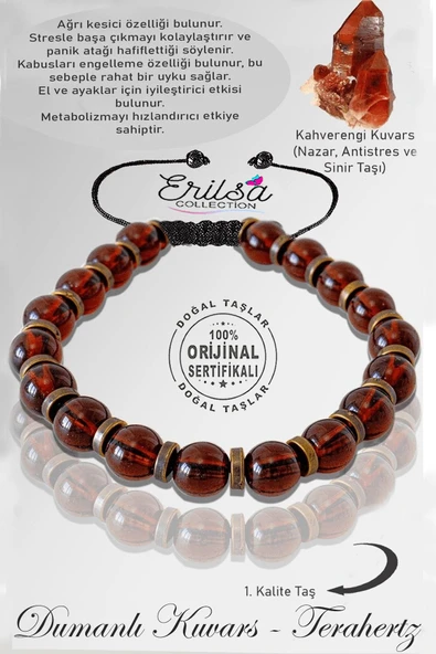 Sertifikalı Silver Rose Hematit - Kahverengi Dumanlı Kuvars Taşı Bileklik - Ayarlamalı ürün görseli 1